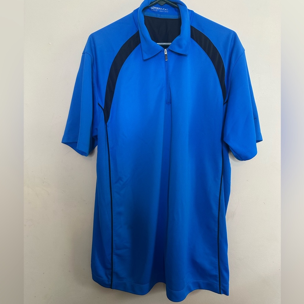 Nike Golf Men's Polo Fit Dry  1/4 Zip Shirt Swoosh Logo Blue XL